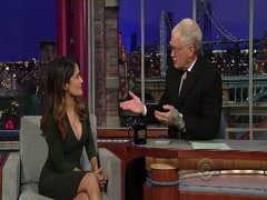 Salma Hayek cleavage , hot scene in Letterman Show 10