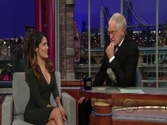 Salma Hayek cleavage , hot scene in Letterman Show 11