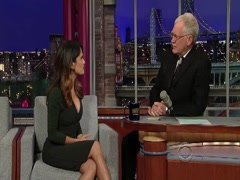 Salma Hayek cleavage , hot scene in Letterman Show 4