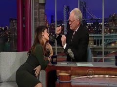 Salma Hayek cleavage , hot scene in Letterman Show 6