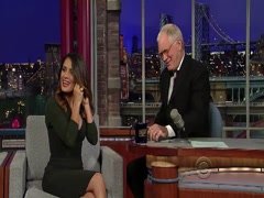 Salma Hayek cleavage , hot scene in Letterman Show 8