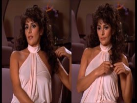 Marina Sirtis  nipslip, hot scene  in Star Trek 12