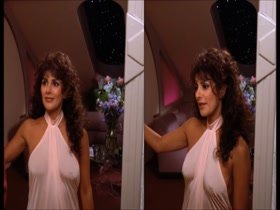 Marina Sirtis  nipslip, hot scene  in Star Trek 16