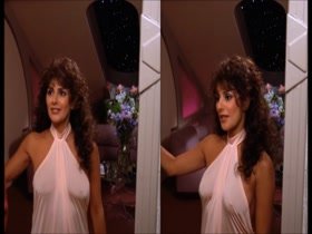 Marina Sirtis  nipslip, hot scene  in Star Trek 20