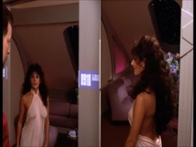 Marina Sirtis  nipslip, hot scene  in Star Trek 4