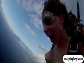 Hot babes boar hunting and try out sky diving while naked 18